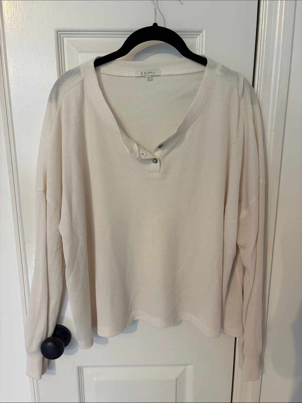 Z Supply Ivory Waffle Henley Pullover